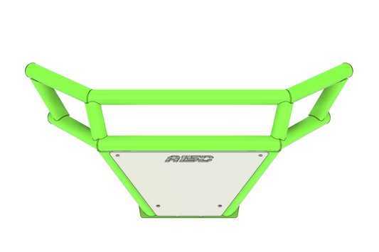 Front view of the H2 Winch Front Bumper by Area 15 Designs for the Kawasaki Teryx H2 , showing aggressive styling and full-width protection.