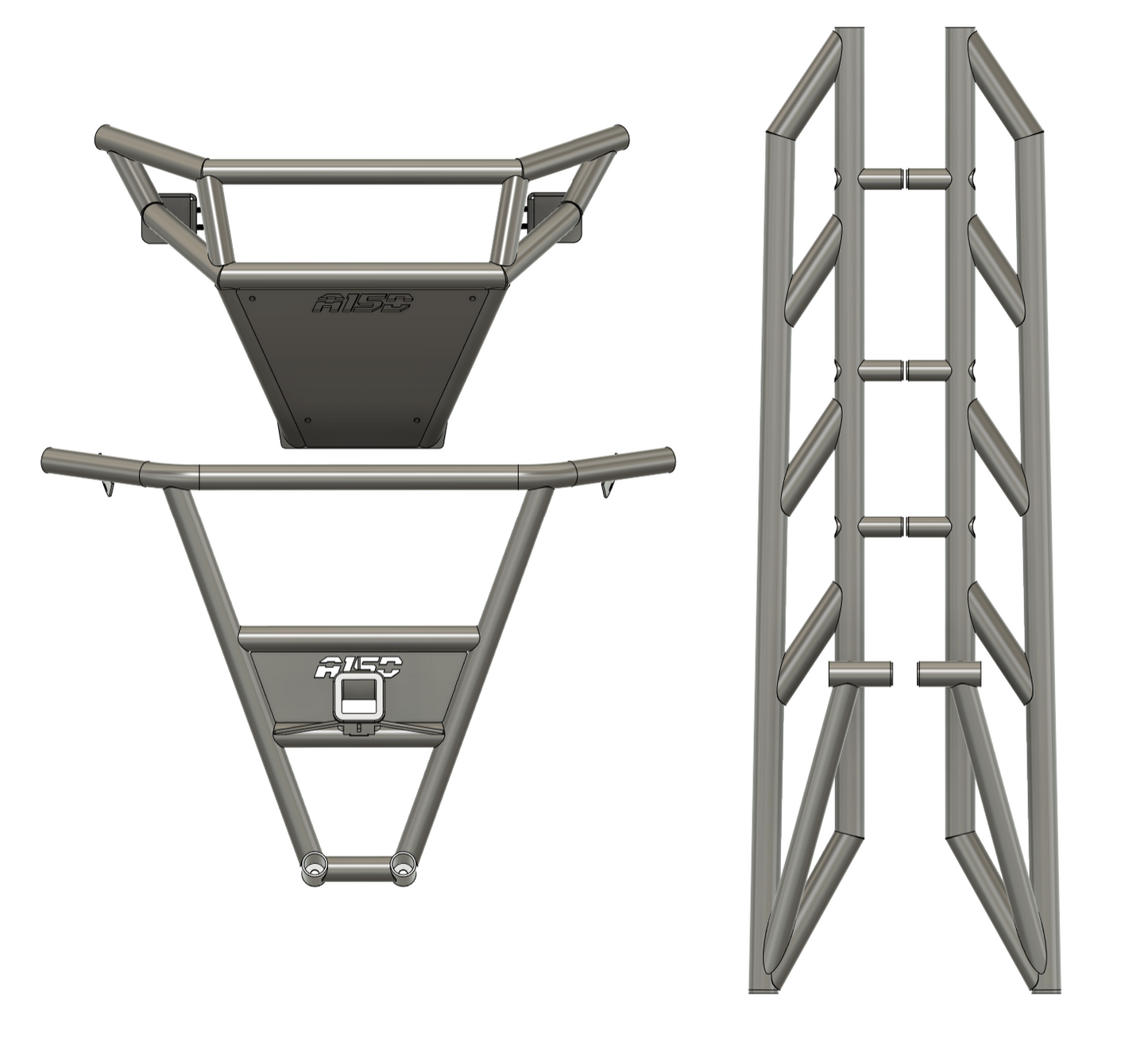 Area 15 Designs KRX Protection Package with built-in hitch receiver—includes Outlaw Front Bumper, HD Tree Kickers, and Rear Bumper with hitch.