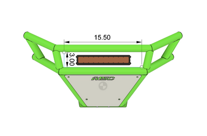 Area 15 Designs Kawasaki H2 NightRunner Front Bumper Front View with dimensions 