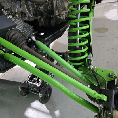 Area 15 designs Adjustable toe links for kawasaki H2 in Kawasaki green