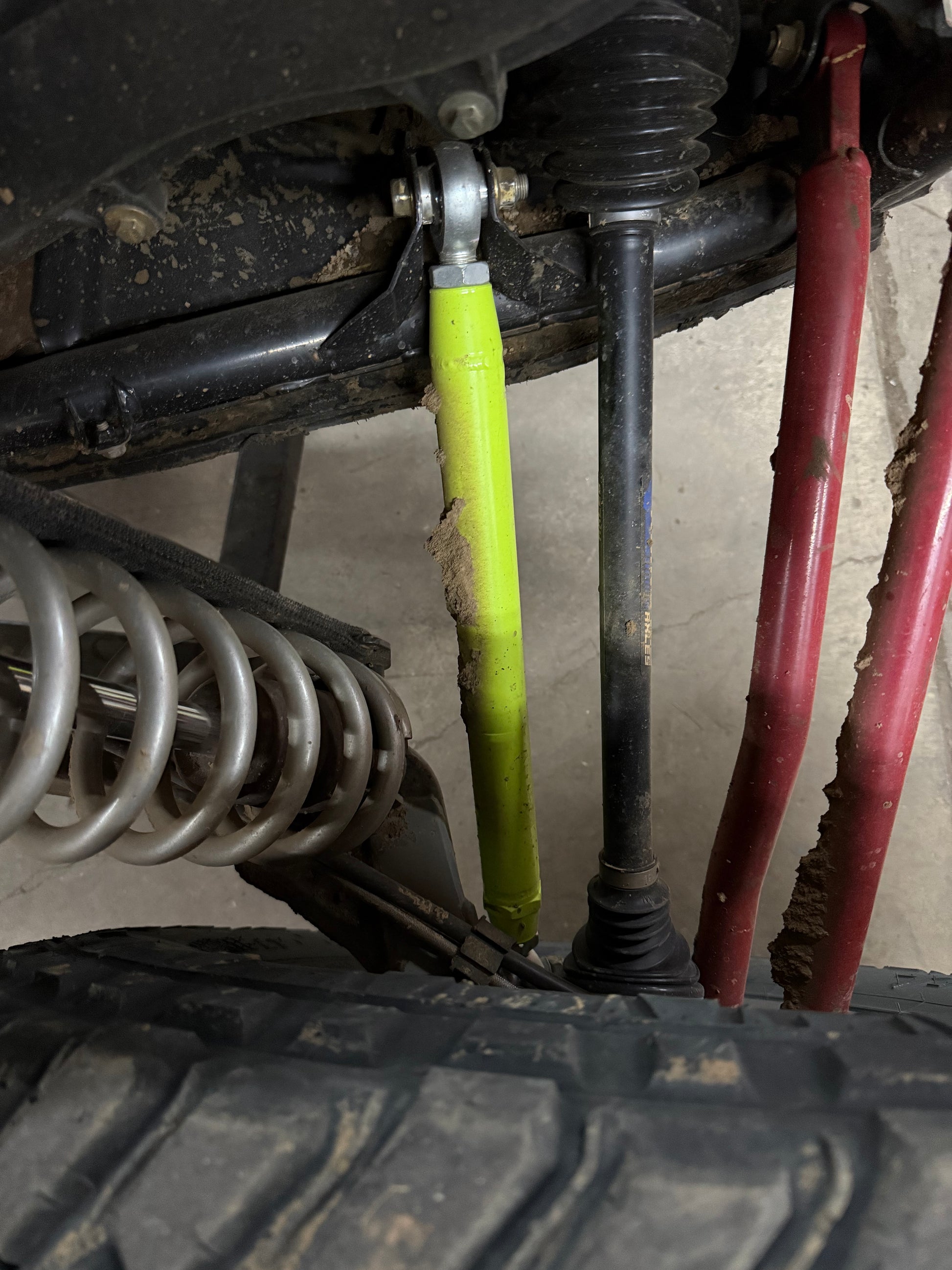 Area 15 Designs adjustable toe links installed on Kawasaki KRX rear suspension