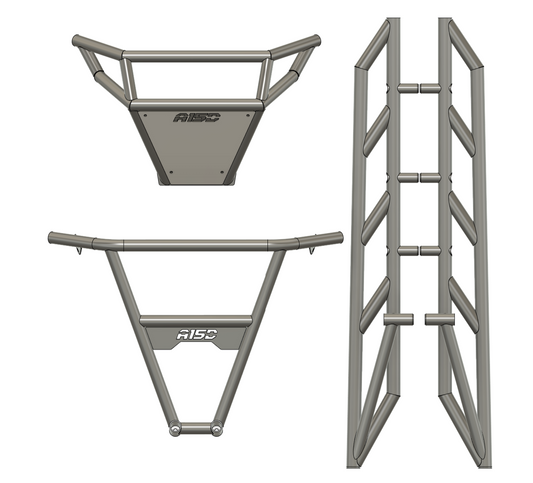 Area 15 Designs KRX Protection Package without hitch receiver—includes Outlaw Front Bumper, HD Tree Kickers, and standard Rear Bumper.
